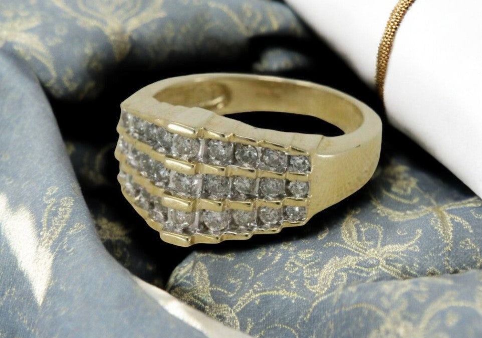 Elegant Men's CZ Diamond Signet Ring | 925 Sterling Silver Statement Ring