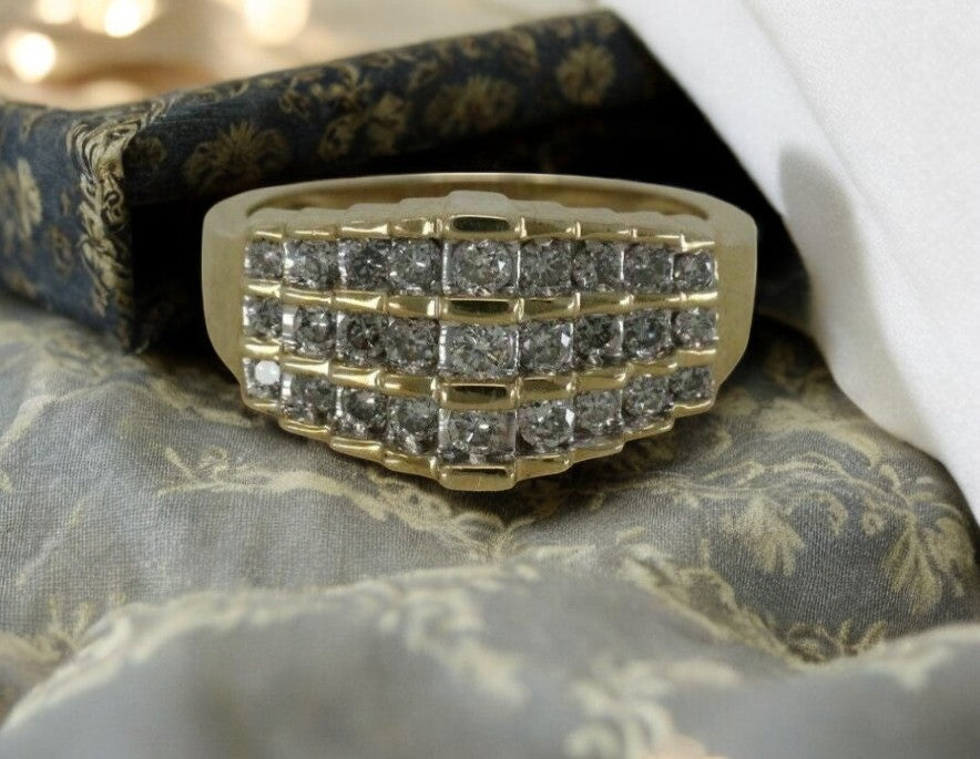 Elegant Men's CZ Diamond Signet Ring | 925 Sterling Silver Statement Ring