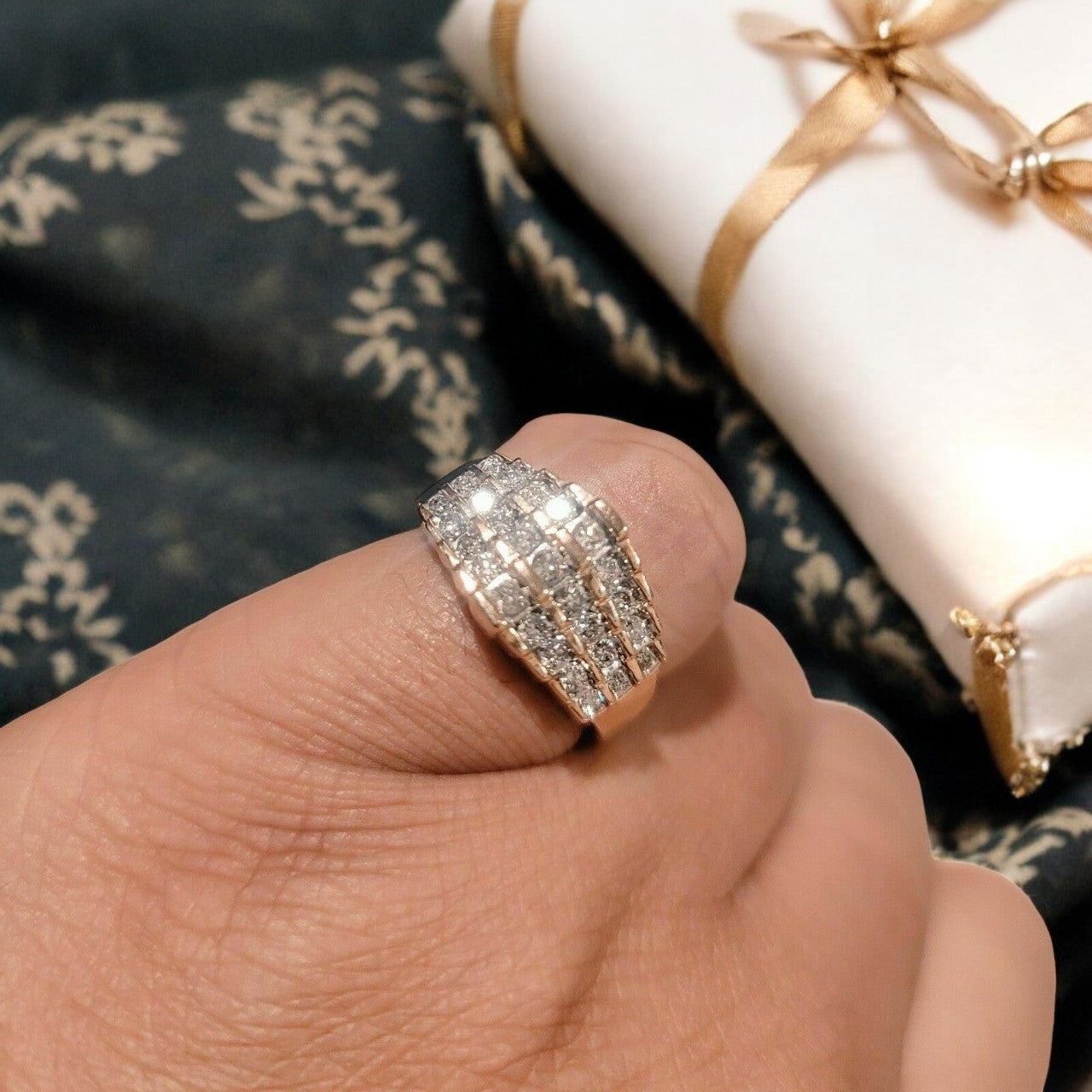 Elegant Men's CZ Diamond Signet Ring | 925 Sterling Silver Statement Ring