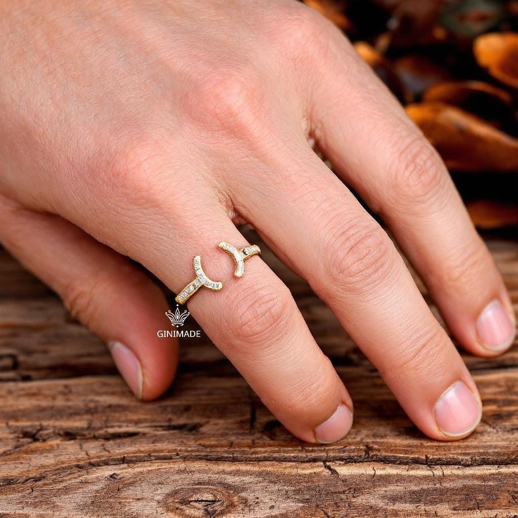 Horseshoe Gold Ring • Adjustable CZ Open Ring • Lucky Gold Statement Ring for Women • Dainty Stacking Ring • Gift for Her