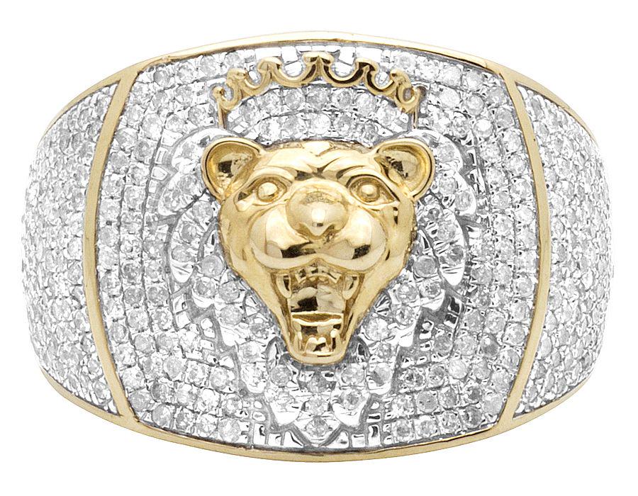 Gold Lion Head Ring, Iced Out Hip Hop Jewelry, Diamond Statement Ring for Men | Luxury Signet Ring custom gift for dad.