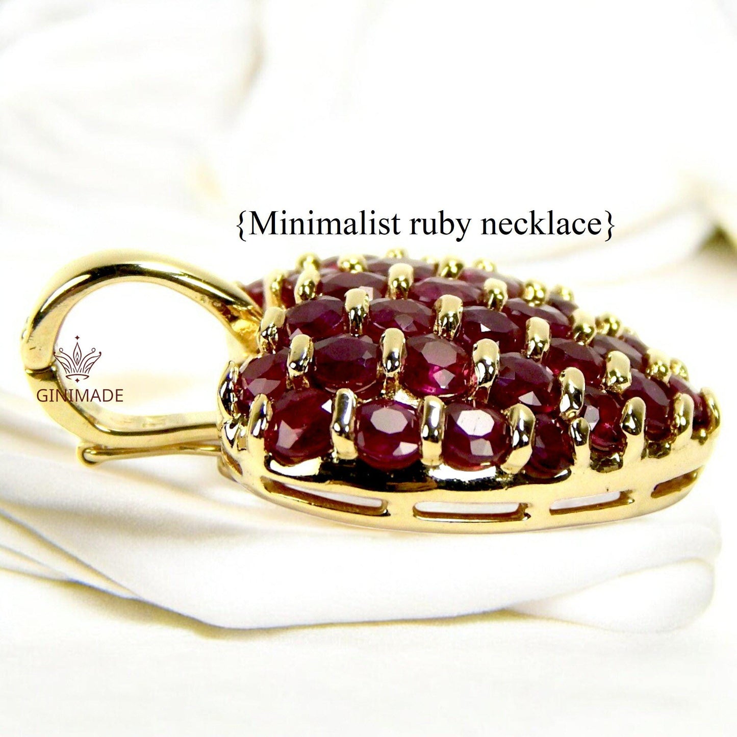 Vintage Ruby Heart Pendant Necklace – Dainty CZ Accent – 925 Sterling Silver Charm – July Birthstone Jewelry – Romantic Gift for Her