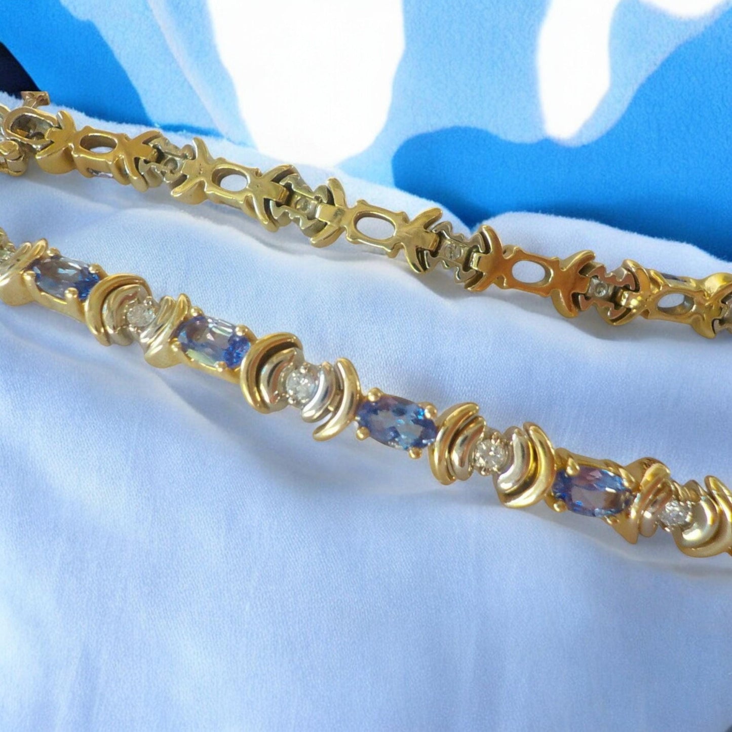 Royal blue CZ bracelet, 925 sterling silver, luxury accessory&quot;