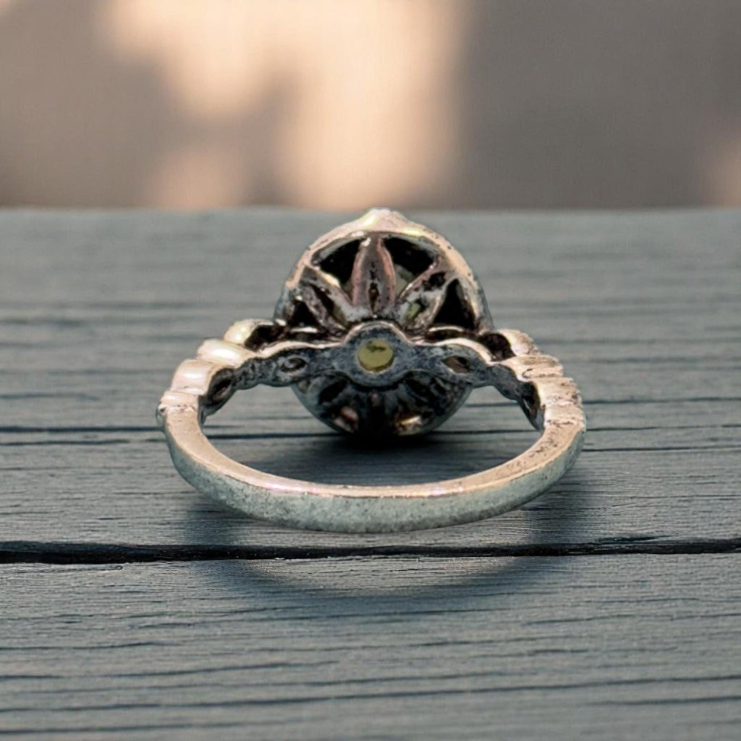 Boho Natural Opal Ring in 925 Sterling Silver – Oval Gemstone with CZ Diamond Accents, Vintage-Inspired Bohemian Jewelry