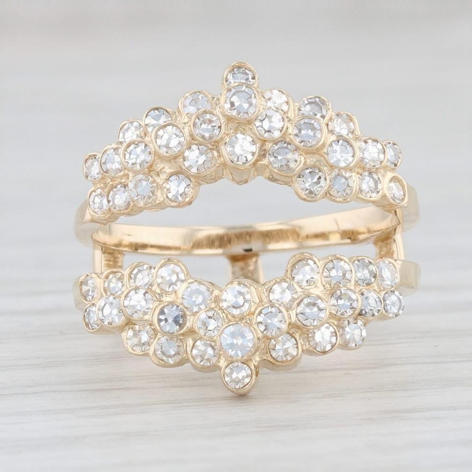 Sterling Silver 925 Vintage CZ Diamond Ring with 18k Gold Plating