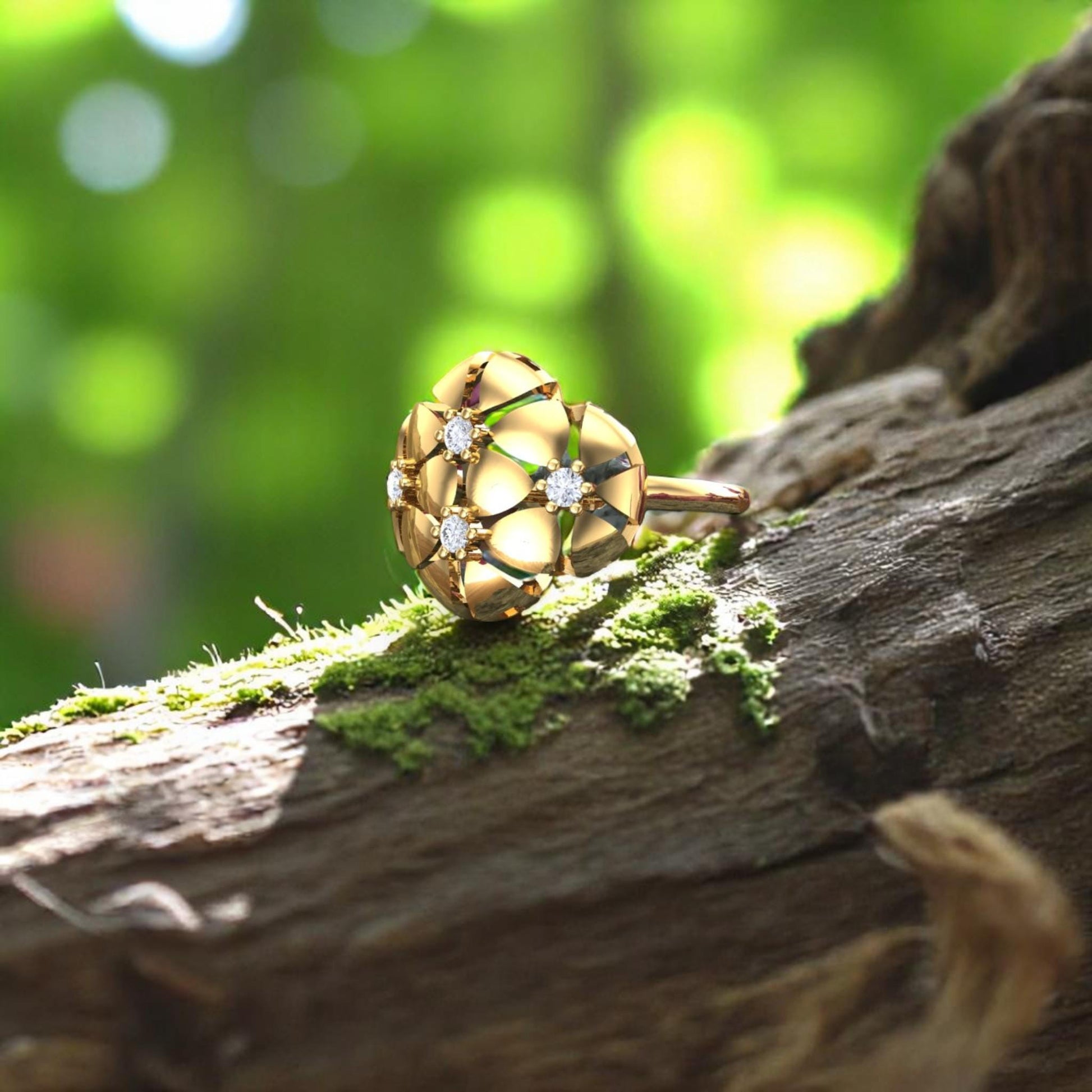 Floral Fresh Look CZ Ring • 925 Sterling Silver Gold-Plated Statement Ring • Handmade Jewelry Gift for Her