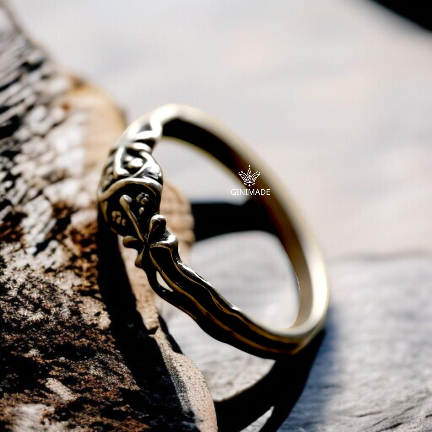 Handmade oxidized silver ring