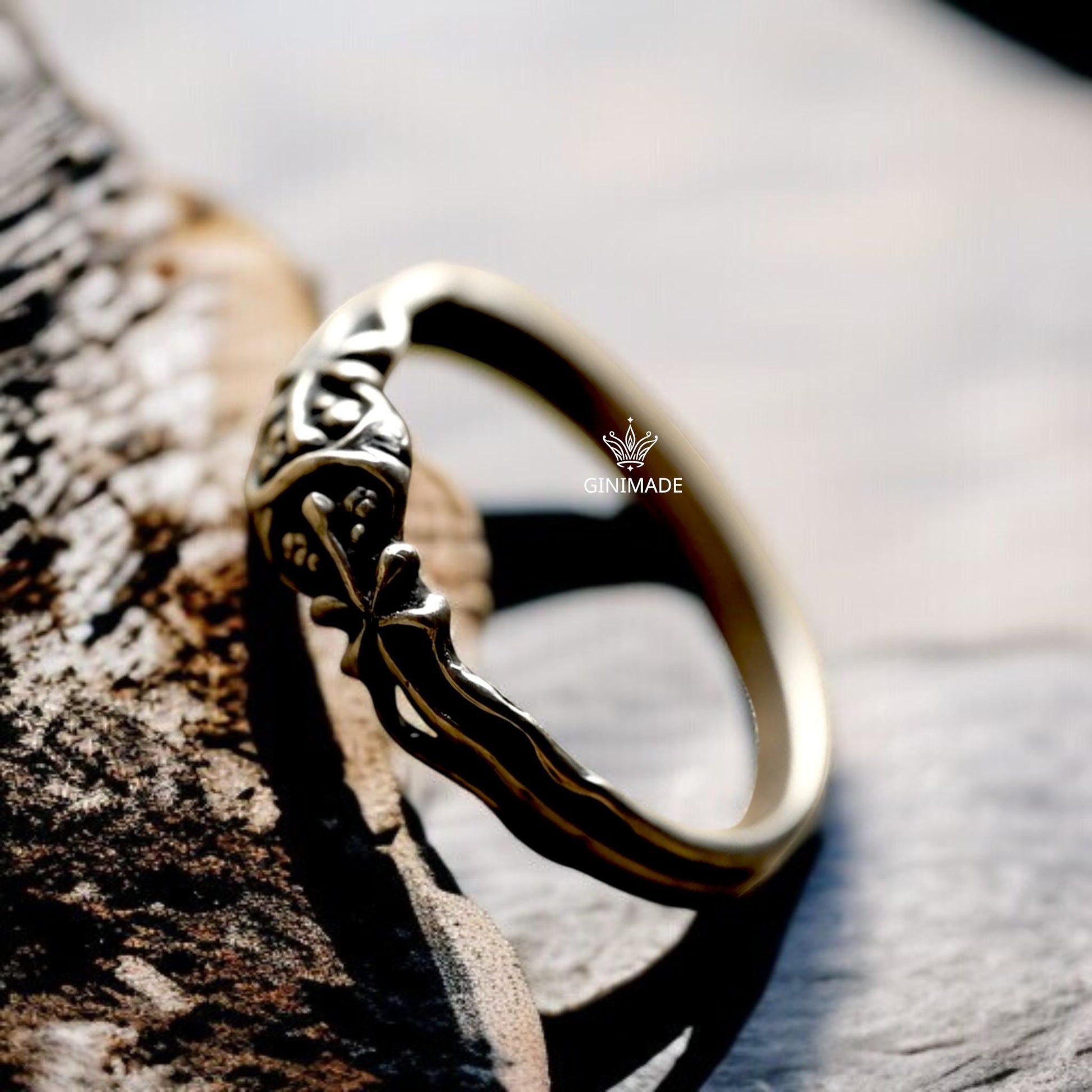 Handmade oxidized silver ring