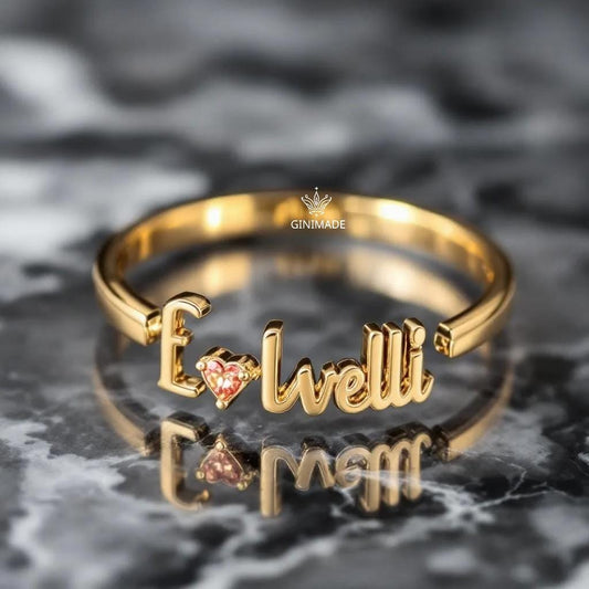 Custom Name Birthstone Ring • CZ Personalized Name Ring • Dainty Stacking Jewelry • Graduation Gift • Gift for Her • Proposal Ring