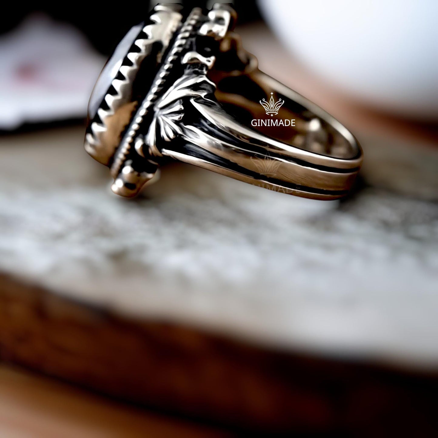 Black Onyx Ring 925 Sterling Silver • Vintage Boho  Ring • Gothic Oval Gemstone Jewelry • Handmade Oxidized Silver Ring for Women & Men.