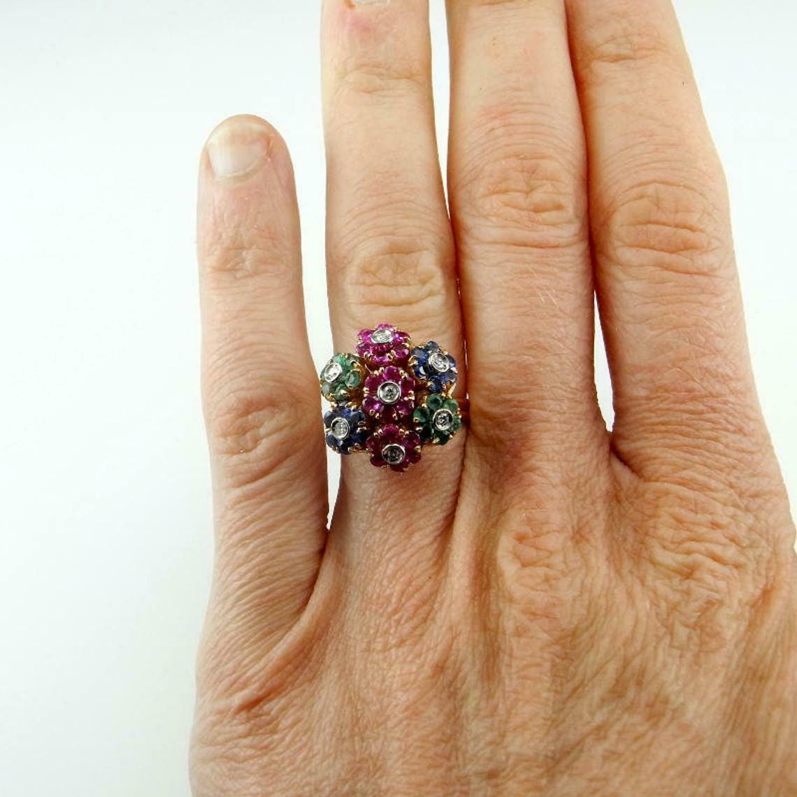 Antique floral engagement ring, 1910s, cubic zirconia, sterling silver