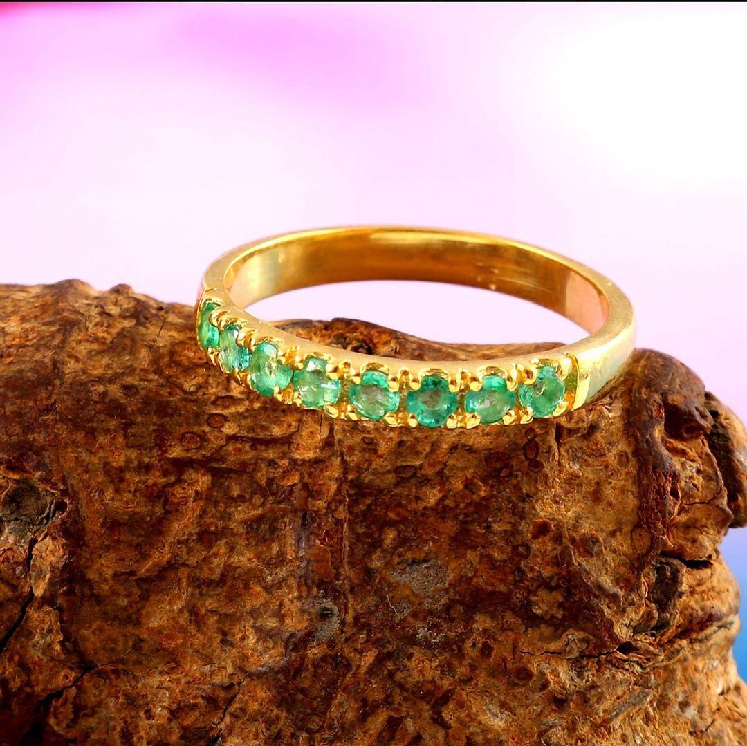 Gold plated emerald ring in sterling silver, luxury jewelry, elegant accessories