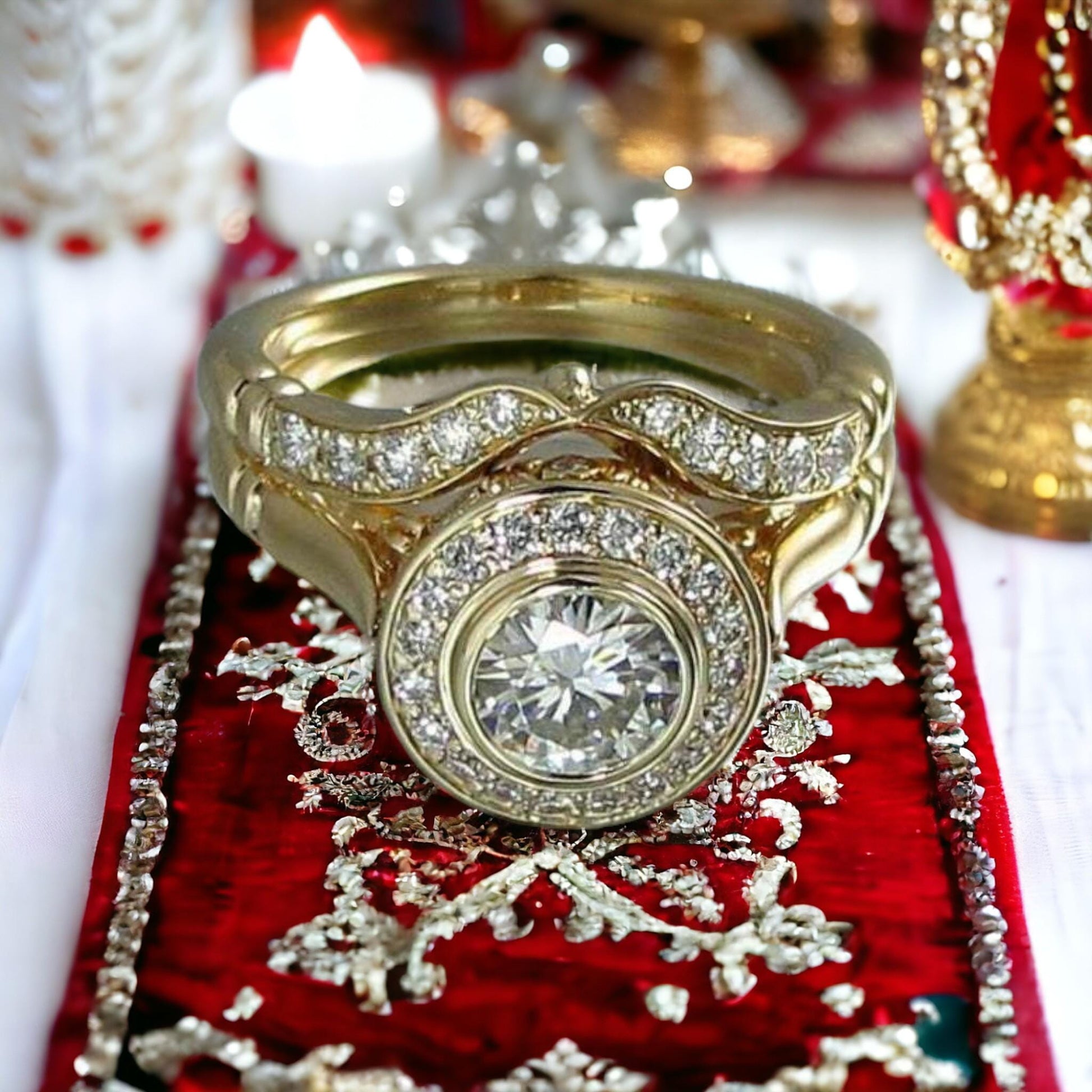 Antique-inspired wedding ring set, lab-grown diamonds, 925 sterling silver