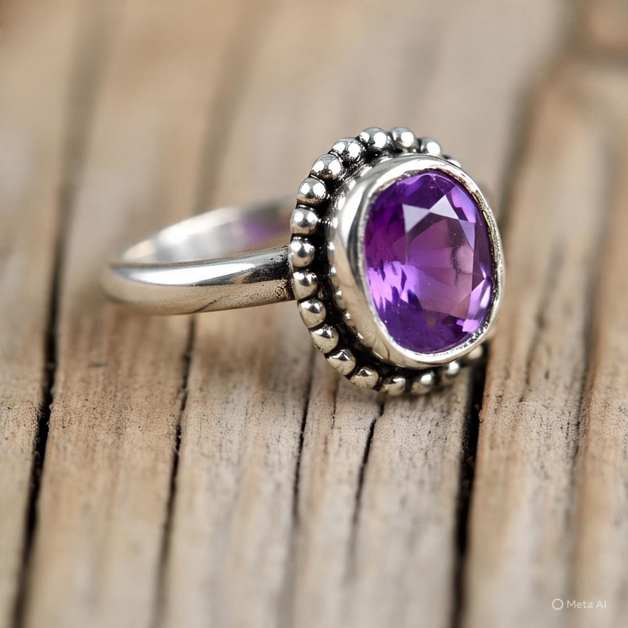 Boho Amethyst Ring  Oxidised Silver Ring  February Birthstone Gift  Vintage Style Gemstone Ring  Handmade Amethyst Jewelry