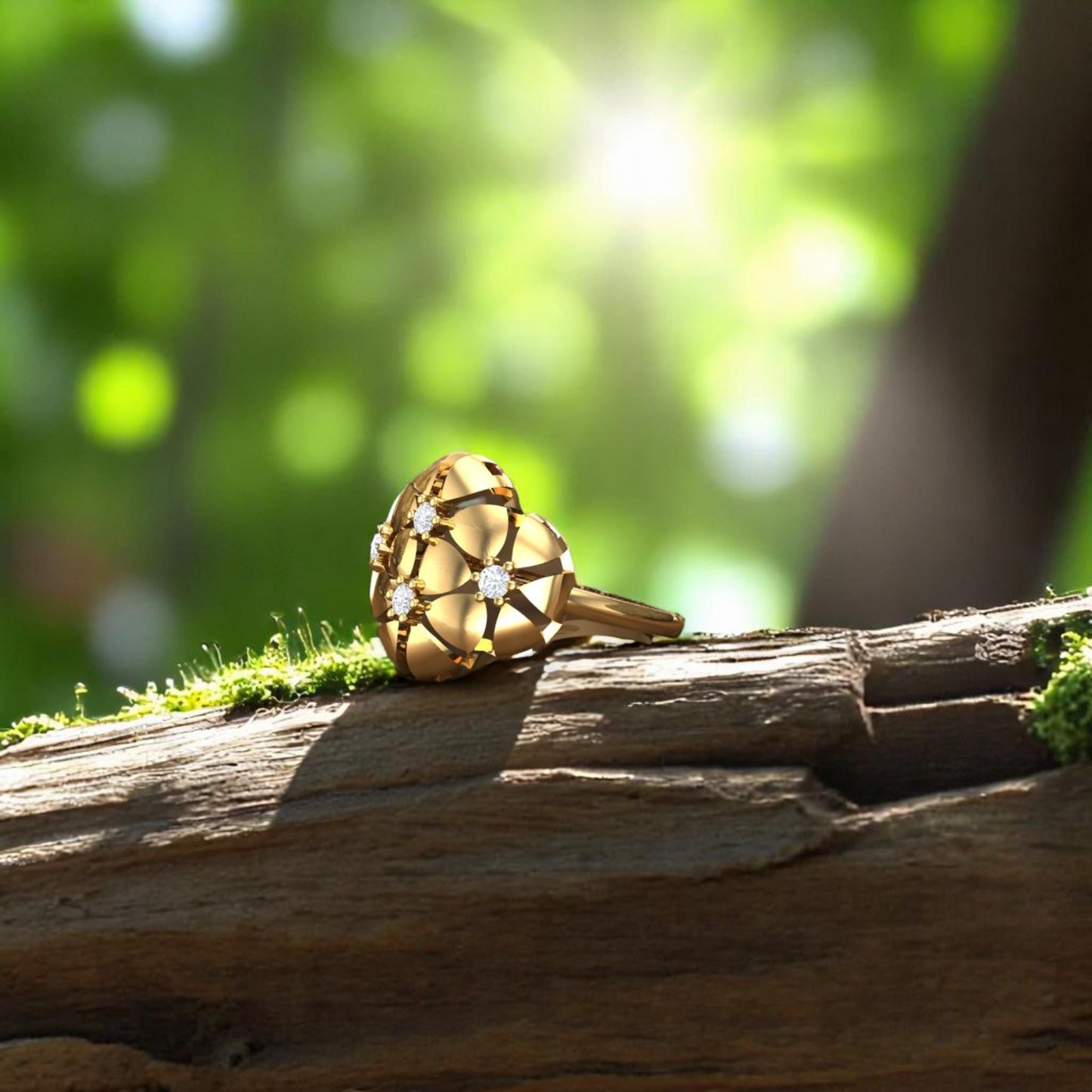 Minimalist Floral Fresh Look CZ Ring • 925 Sterling Silver Gold-Plated Statement Ring • Handmade Jewelry Gift for Her
