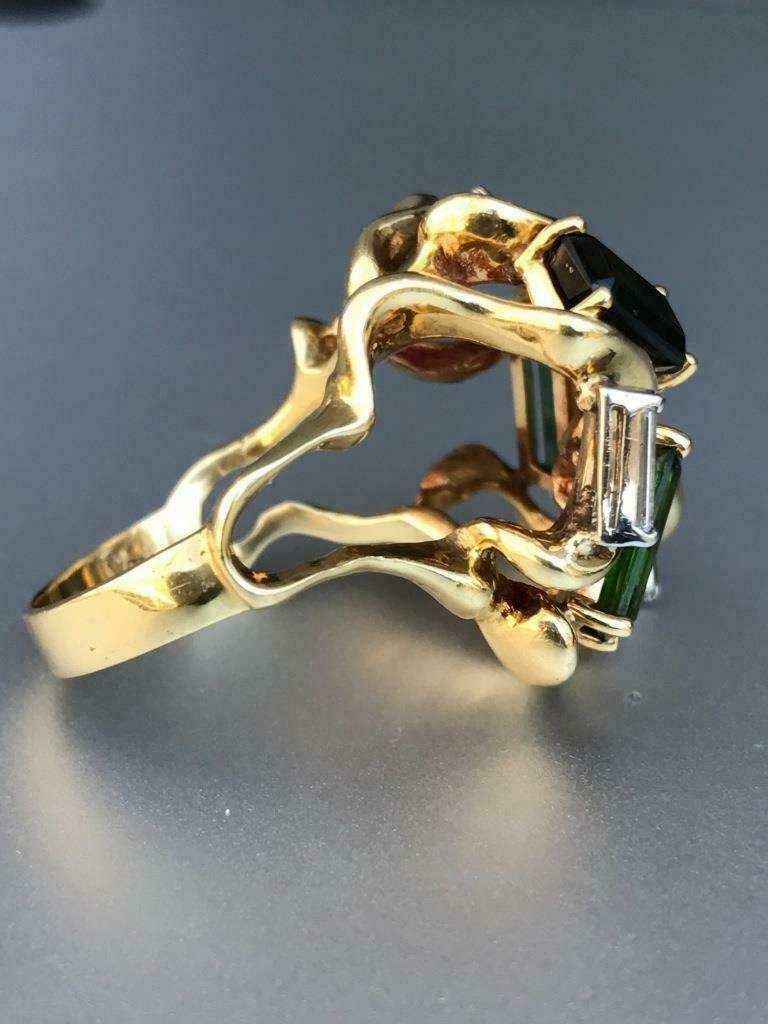 Designer Multi Color Starling Ring, 925 Silver Gold Plating, CZ Stone, Artistic Jewelry