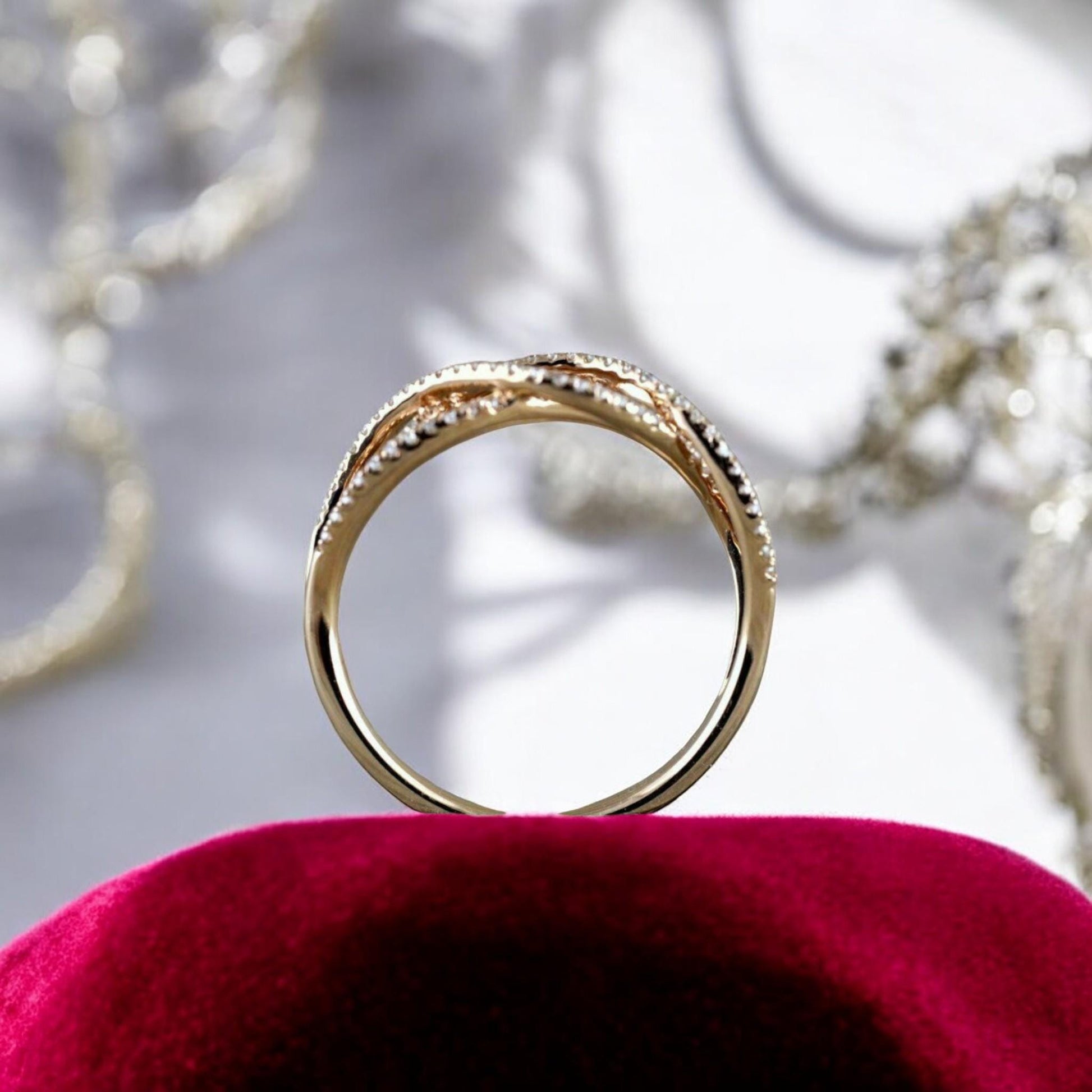 Rose gold plated sterling silver infinity ring, representing forever love