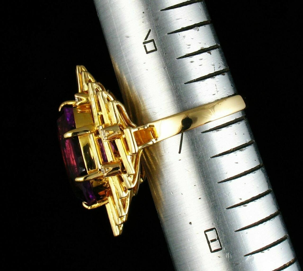 Amethyst Gemstone Ring 18k Yellow Gold Plated Silver Jewelry