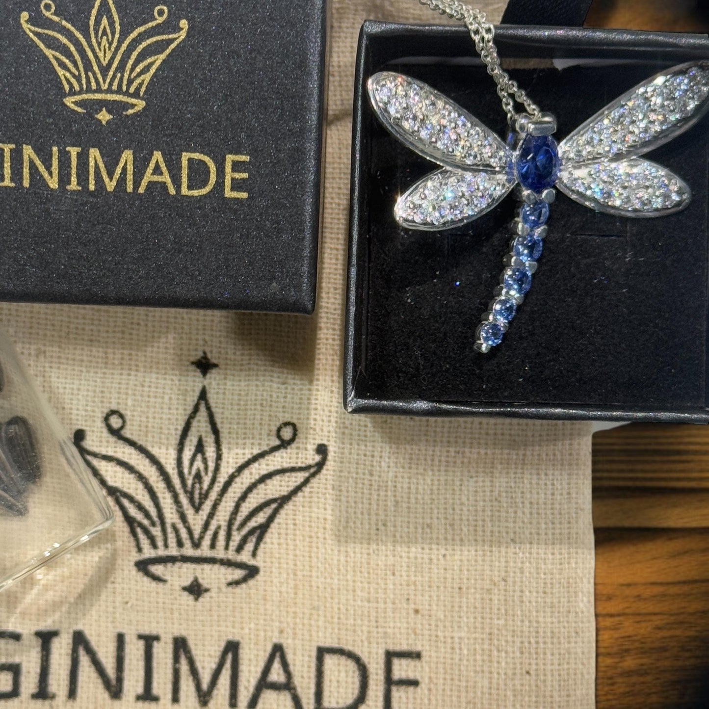 Dragonfly Necklace • Sterling Silver Pendant • Blue & White CZ Gemstones • Dainty Nature-Inspired Jewelry • Gift for Her