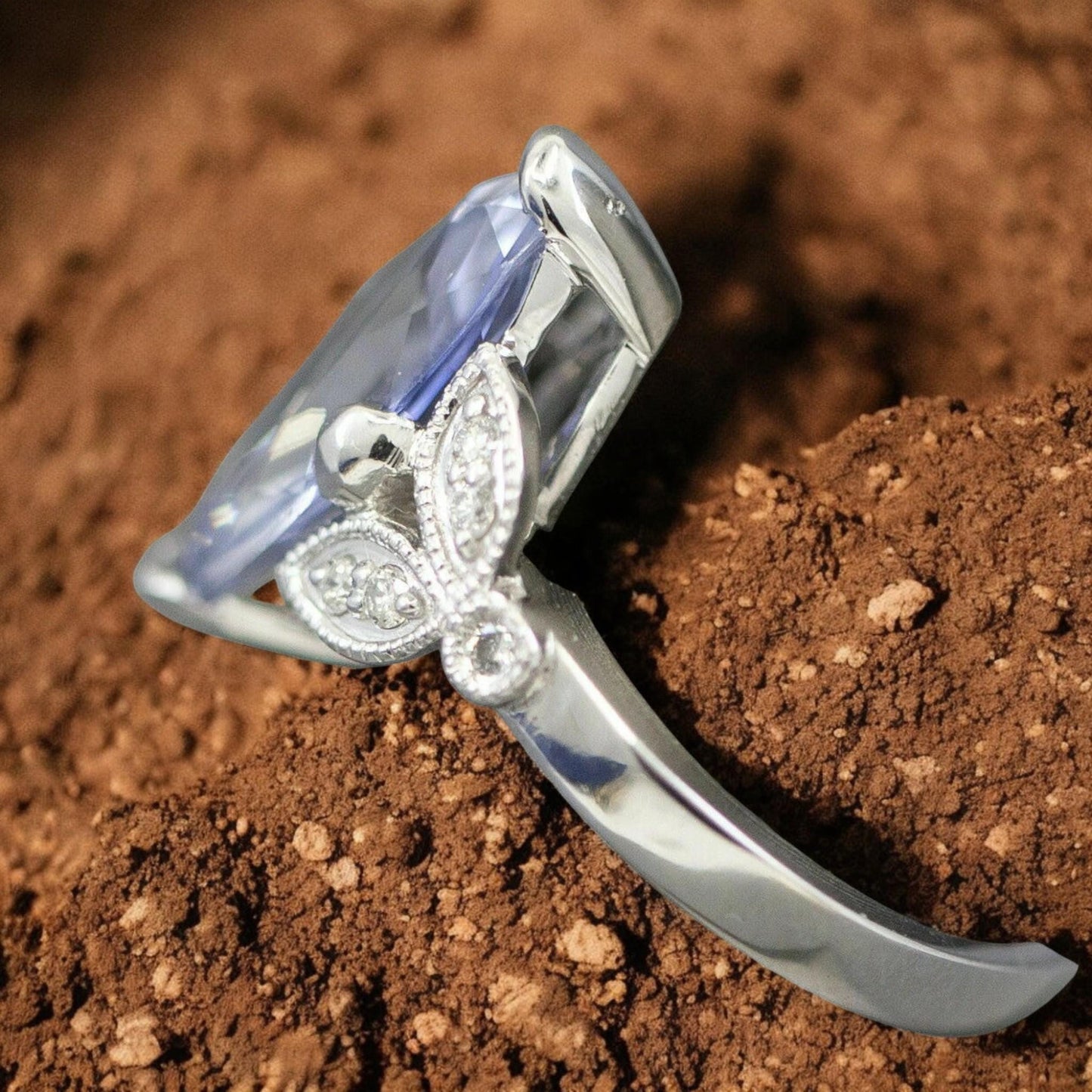 Vintage Marquise Blue CZ Engagement Ring | Leaf Promise Ring | Stunning Blue Wedding Solitaire 925 silver ring.