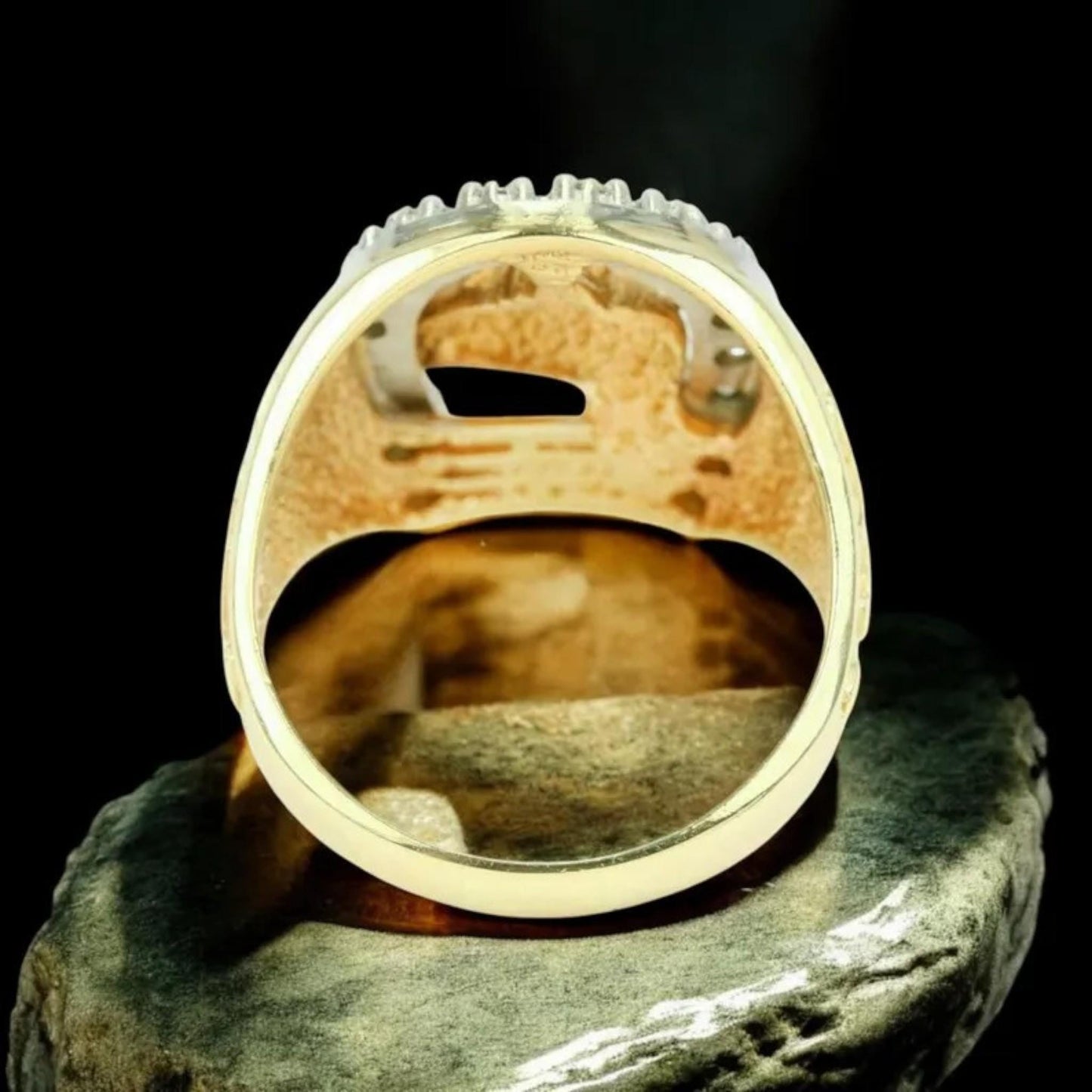 Personalized Elvis Horseshoe Ring – 925 Sterling Silver, Gold Plated, CZ Diamond Accents, Lucky Horse Jewelry, Western Statement Ring