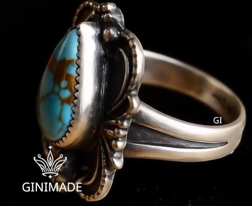 Boho Statement Turquoise Ring – Sterling Silver  Handmade Jewelry – Southwestern Style
