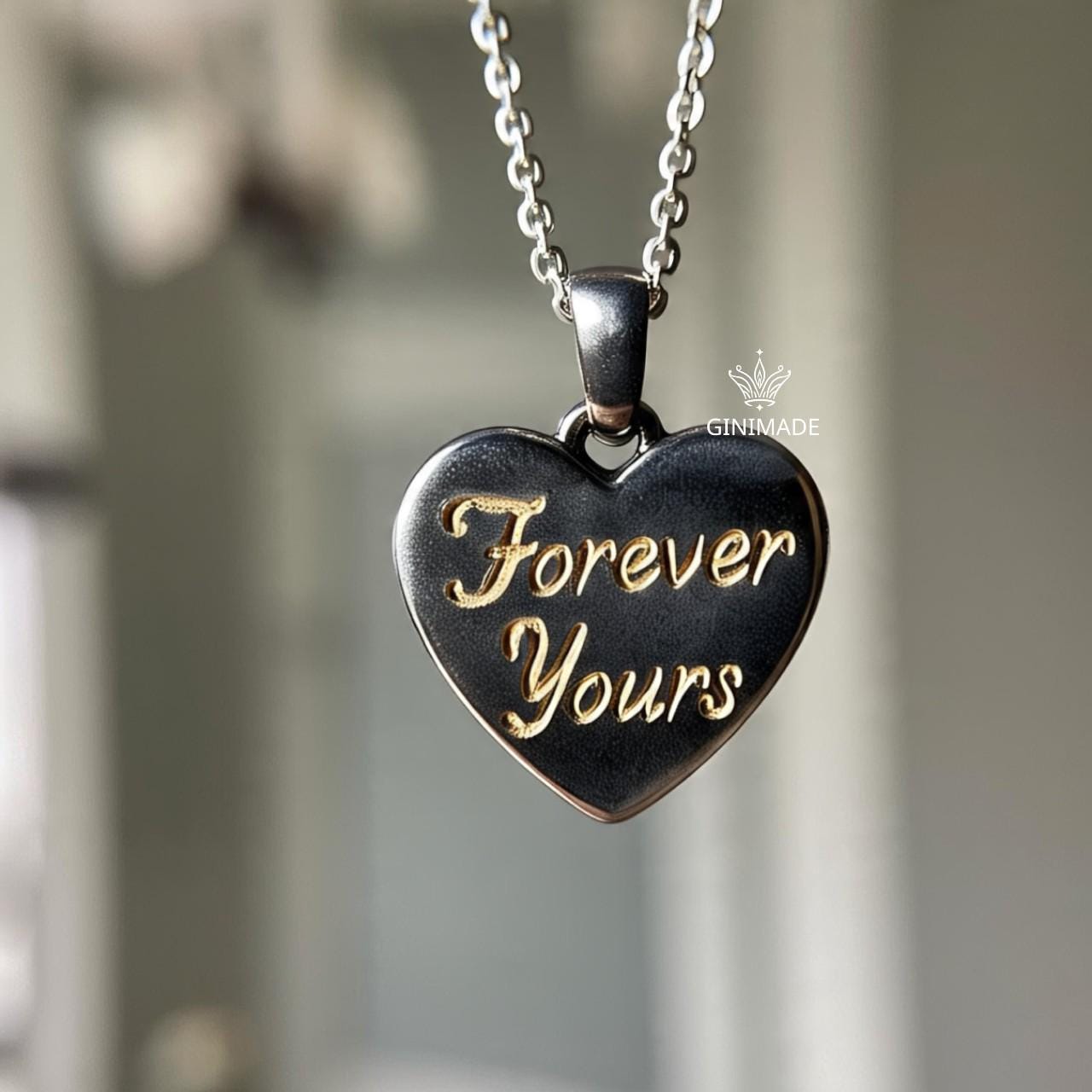 Custom Handwriting Heart Necklace – Black Oxidized Memorial Jewelry, Your Signature Engraved, Brass Heart Pendant –Personalized Couple Gift.