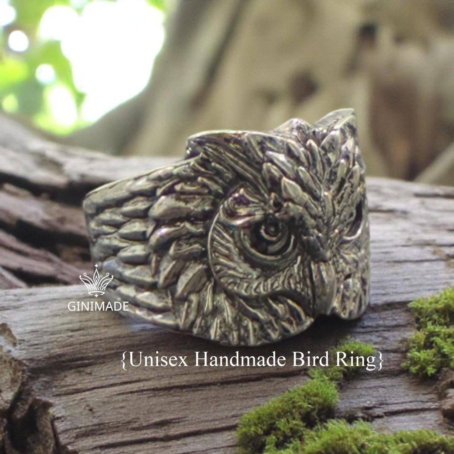 Owl Ring in 925 Sterling Silver | Unisex Handmade Bird Ring | Gothic Boho Animal Jewelry | Forest Nature Ring | Gift for Him or Her