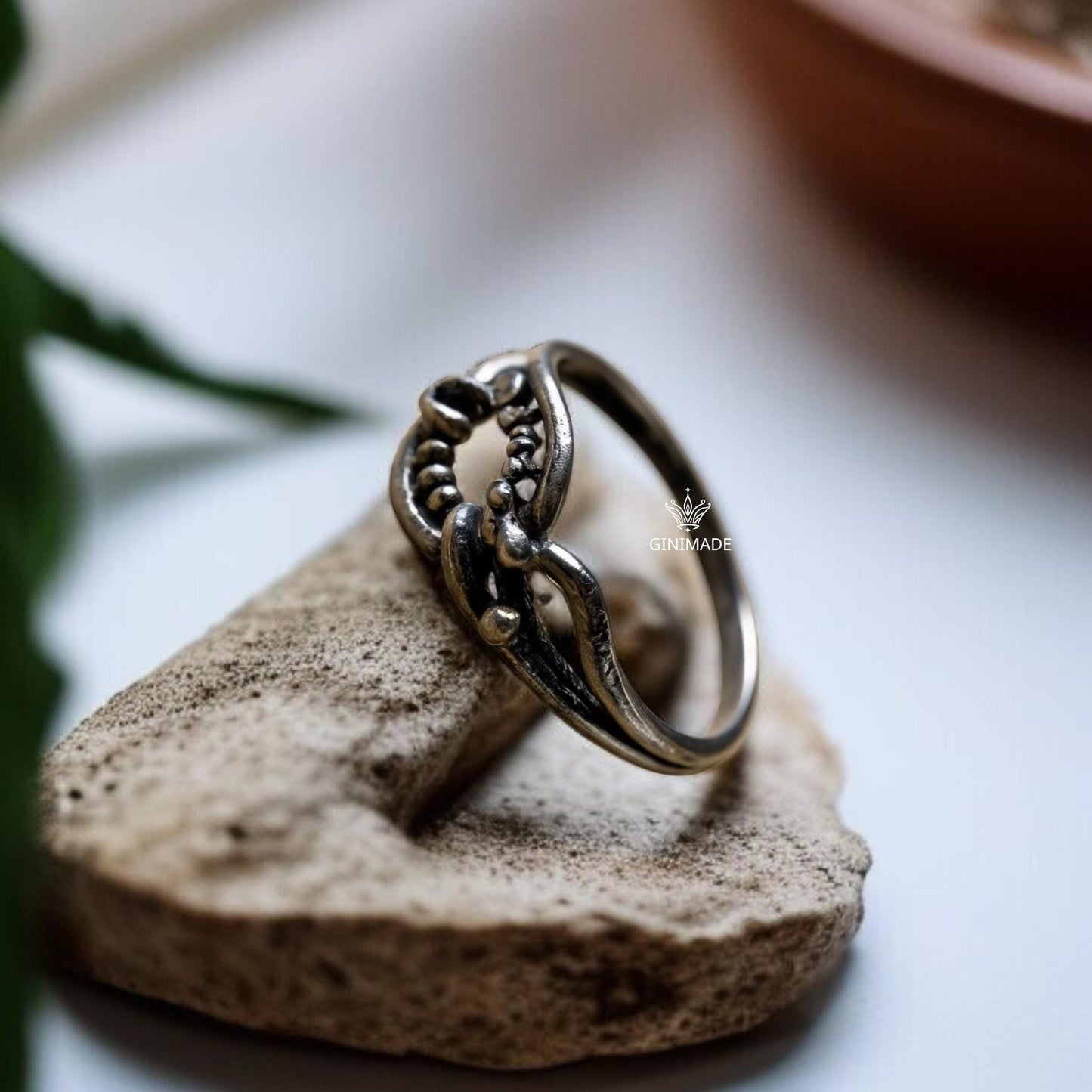 Handmade Oxidized Silver Ring with Open Abstract Design – Unique Organic Wire Art Ring – Rustic Artisan Statement Jewelry for Women
