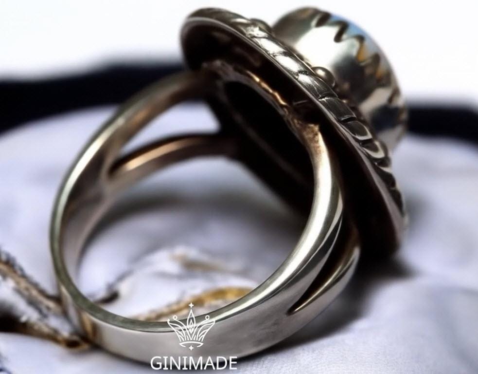 Bold Fire Opal Ring | Sterling Silver Vintage Boho Ring | Handmade Rainbow Opal Statement Jewelry for Her