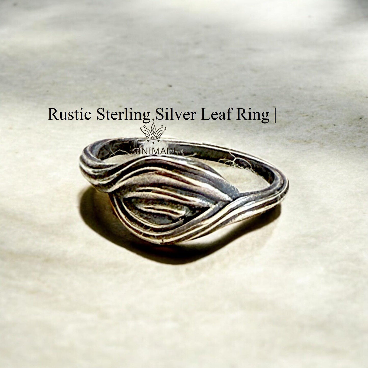 Rustic Sterling Silver Leaf Ring | Handmade Nature Jewelry | Textured Silver Band | Wavy Boho Ring | Gift for Her