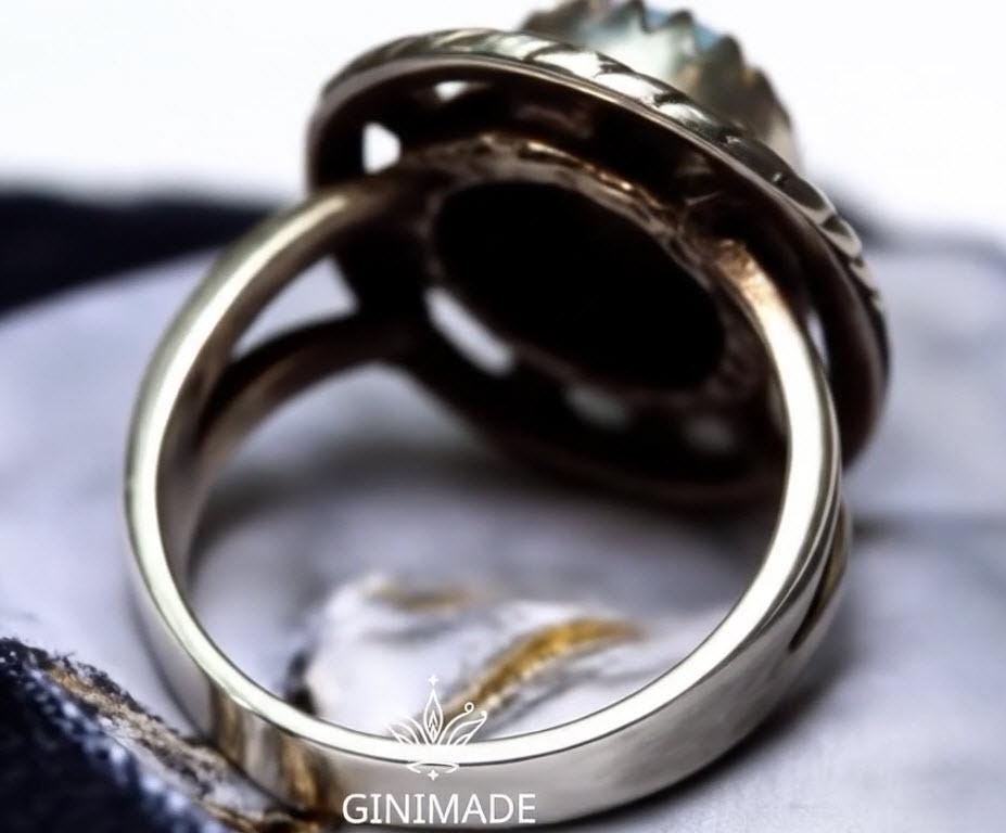 Bold Fire Opal Ring | Sterling Silver Vintage Boho Ring | Handmade Rainbow Opal Statement Jewelry for Her