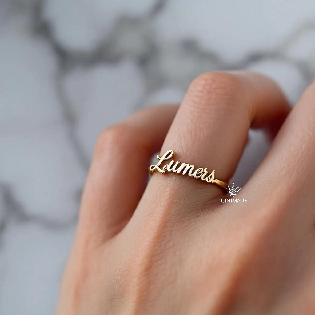 Custom Name Birthstone Ring •Personalized Name Ring • Dainty Stacking Jewelry • Graduation Gift • Gift for Her • Proposal Ring