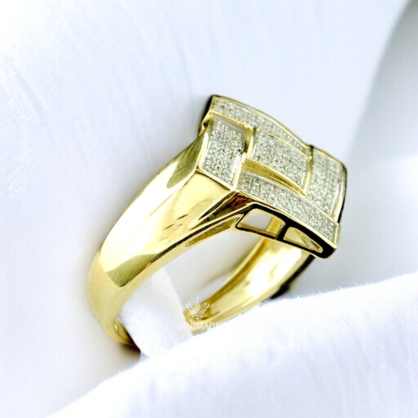 Hip Hop Square Diamond Ring | Urban Bling Jewelry | Gift for Him