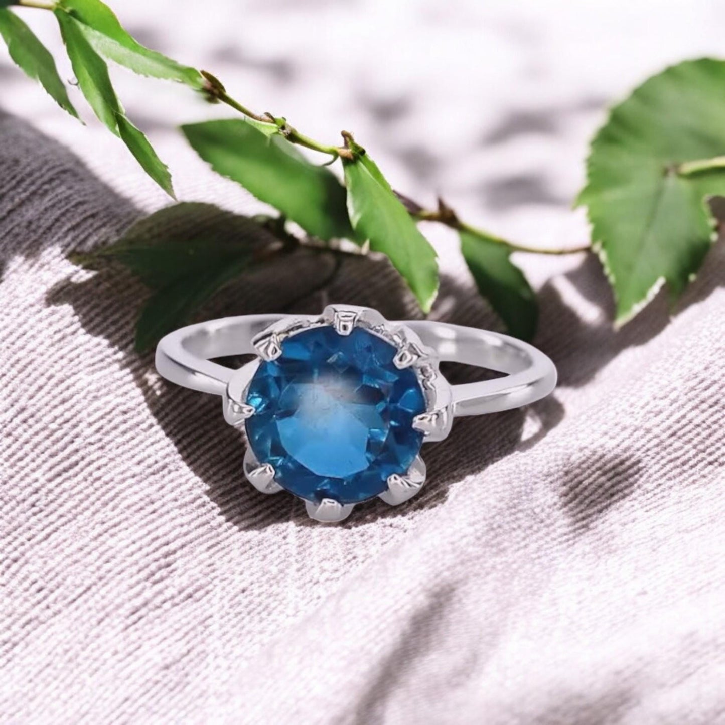 Stunning 1st Anniversary Gift for Her - Blue CZ Stone & 925 Silver Jewelry