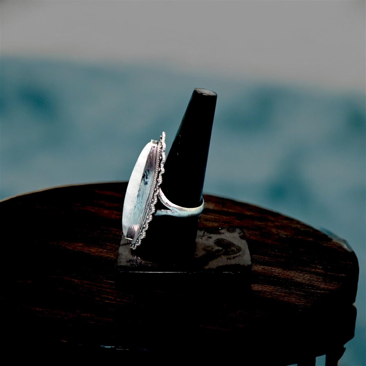 Boho 925 Sterling Silver Moonstone Ring | Long Oval Statement Ring | Handmade Vintage Style Rainbow Moonstone Jewelry for Her