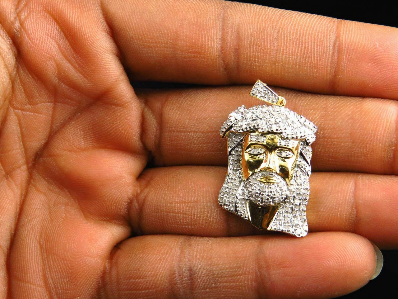 Jesus Face Pendant Necklace with CZ Diamond | 925 Sterling Silver Christ Pendant | Hip-Hop Jesus Jewelry fathers day gift.