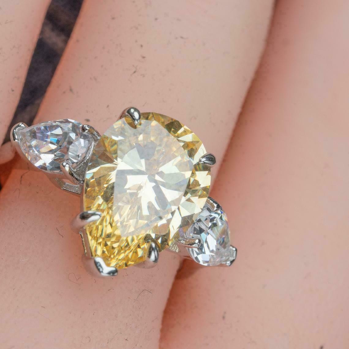 Luxury 3-Stone Ring, 925 Silver, Engagement, Wedding, Anniversary