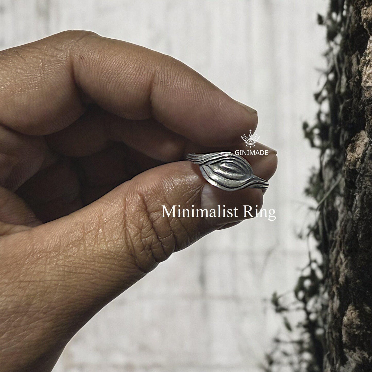 Rustic Sterling Silver Leaf Ring | Handmade Nature Jewelry | Textured Silver Band | Wavy Boho Ring | Gift for Her