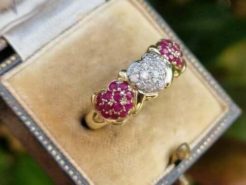 Vintage Ruby & Lab-Grown Diamond Heart Shape Ring