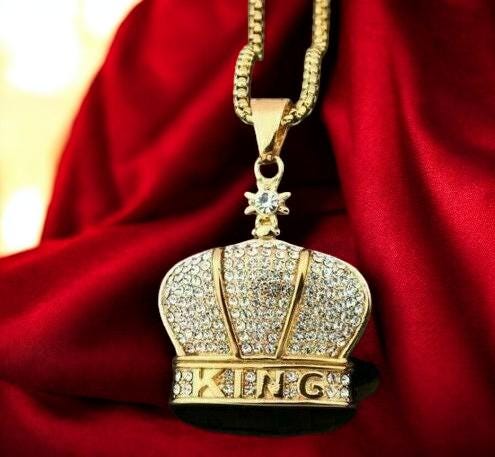 Personalized Gift. King Letter Crown Pendant Necklace, Anniversary Gift, Men's & Women's Jewelry,
