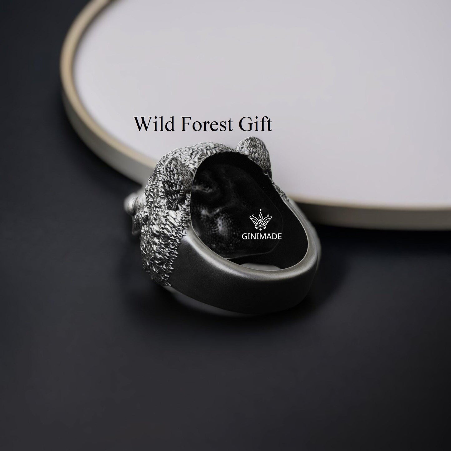 Bear Head Ring | Oxidised 925 Sterling Silver Animal Ring for Men | Bold Statement Jewelry | Wild Forest Gift | Handmade Father's Day Gift