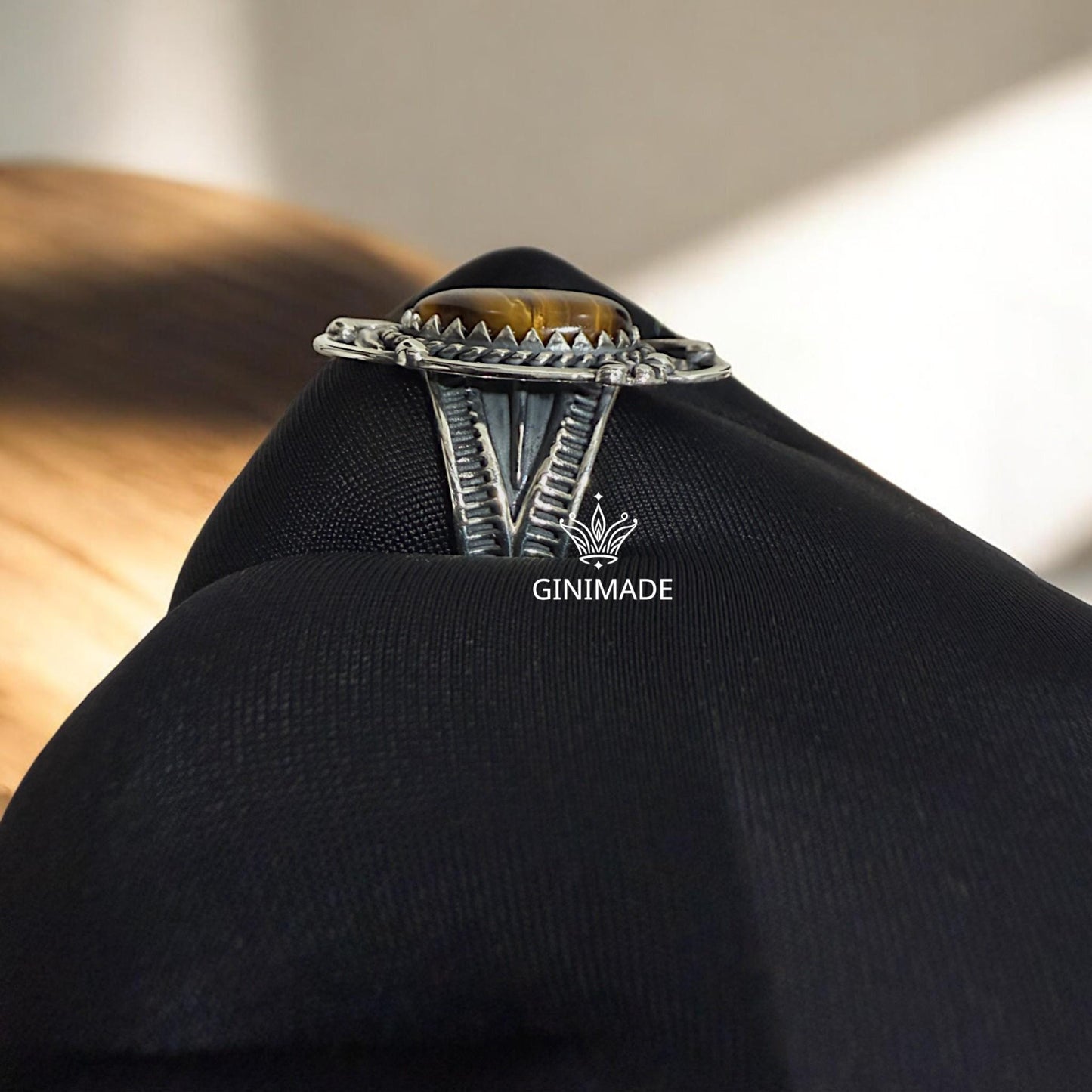 Handmade Tiger Eye Ring | Oxidized 925 Sterling Silver Ring | Boho Vintage Ring | Healing Gemstone Jewelry | Gift for Him/Her