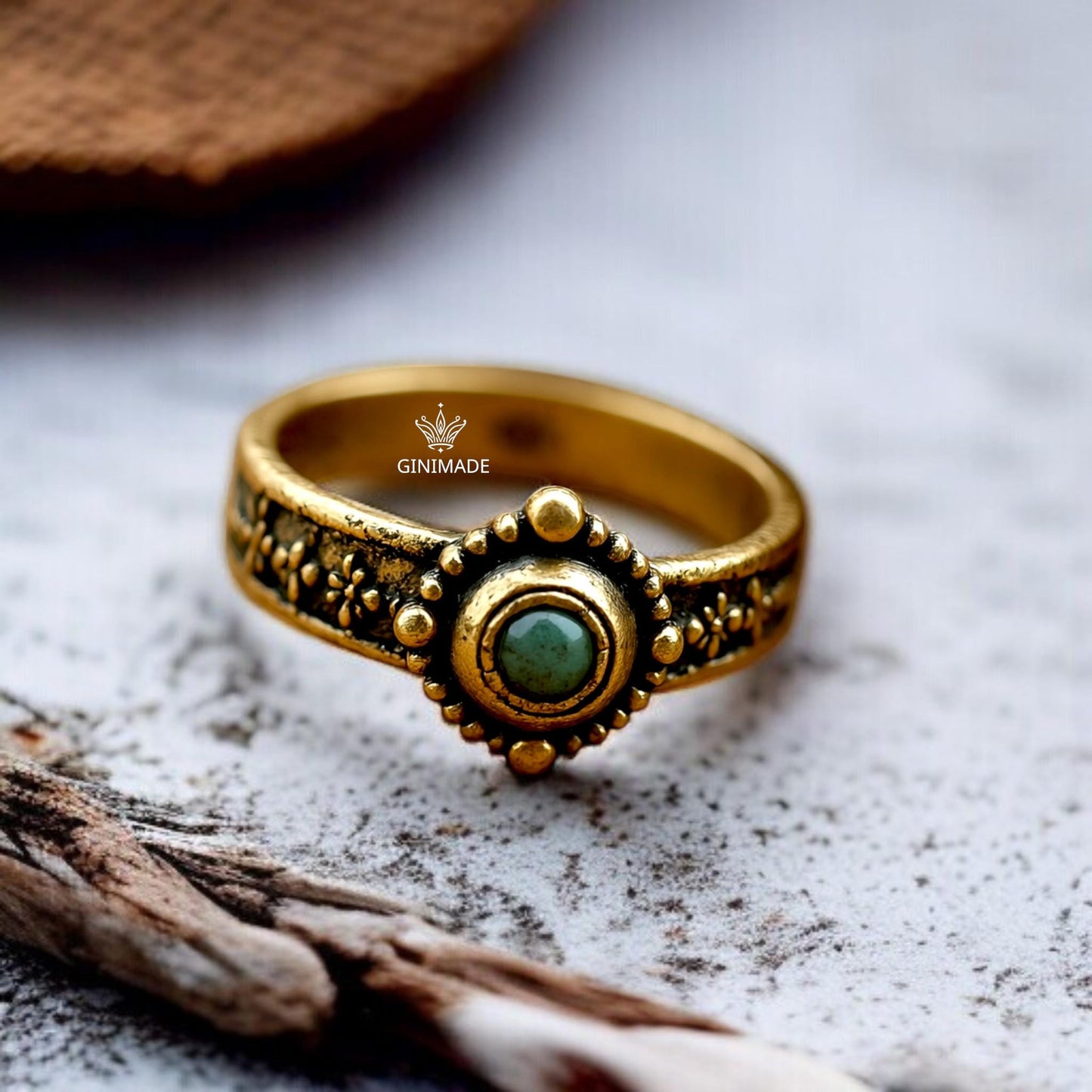 Handmade Boho Gemstone Ring, Raw Emerald Ring in 925 Sterling Silver–Natural May Birthstone Jewelry Gift for Her