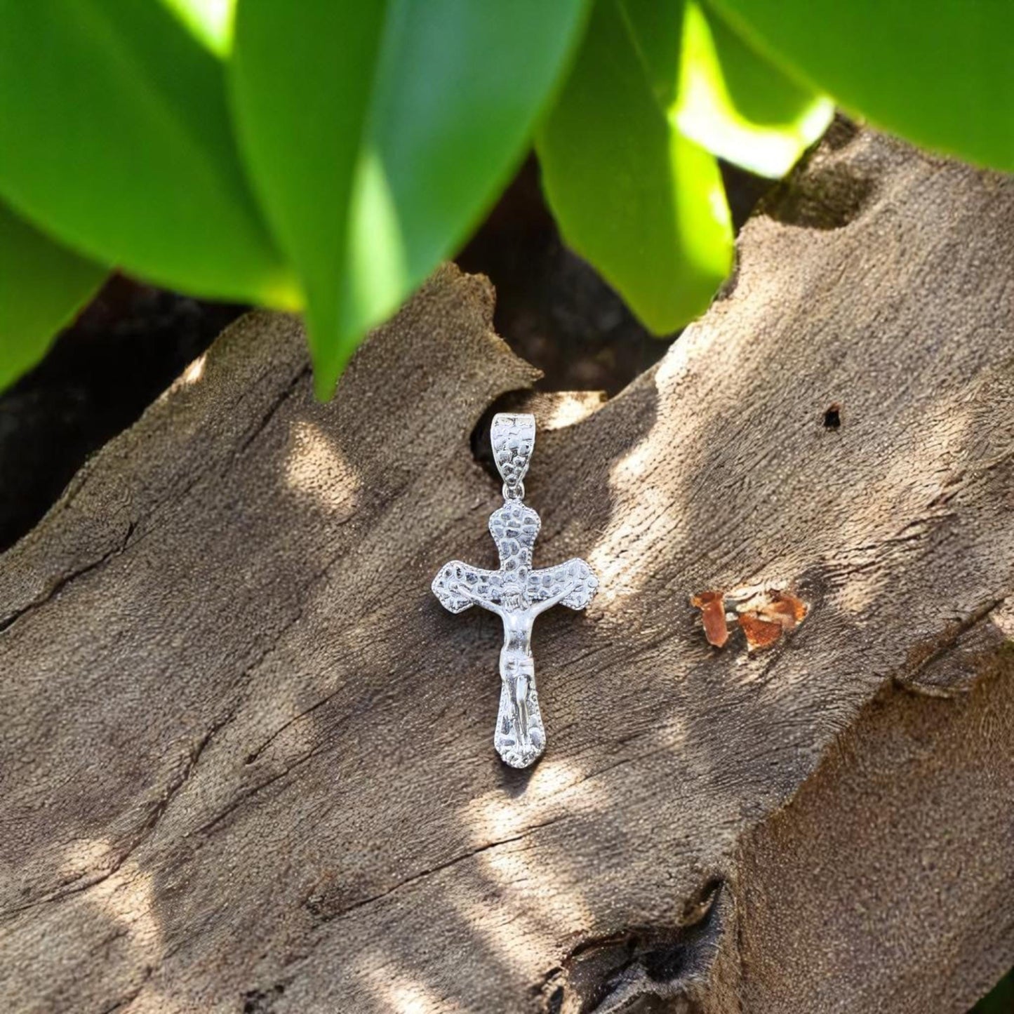 Handmade Brass Cross Pendant with Oxidized Silver Finish – Textured Crucifix Religious Jewelry for Men & Women.