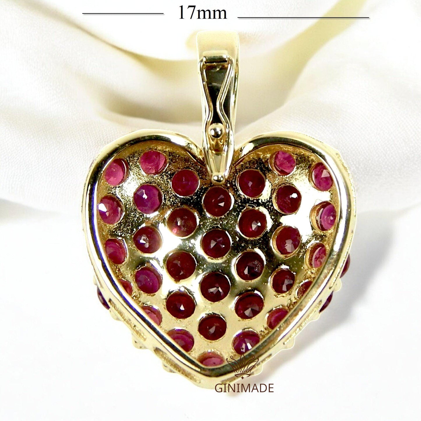 Vintage Ruby Heart Pendant Necklace – Dainty CZ Accent – 925 Sterling Silver Charm – July Birthstone Jewelry – Romantic Gift for Her