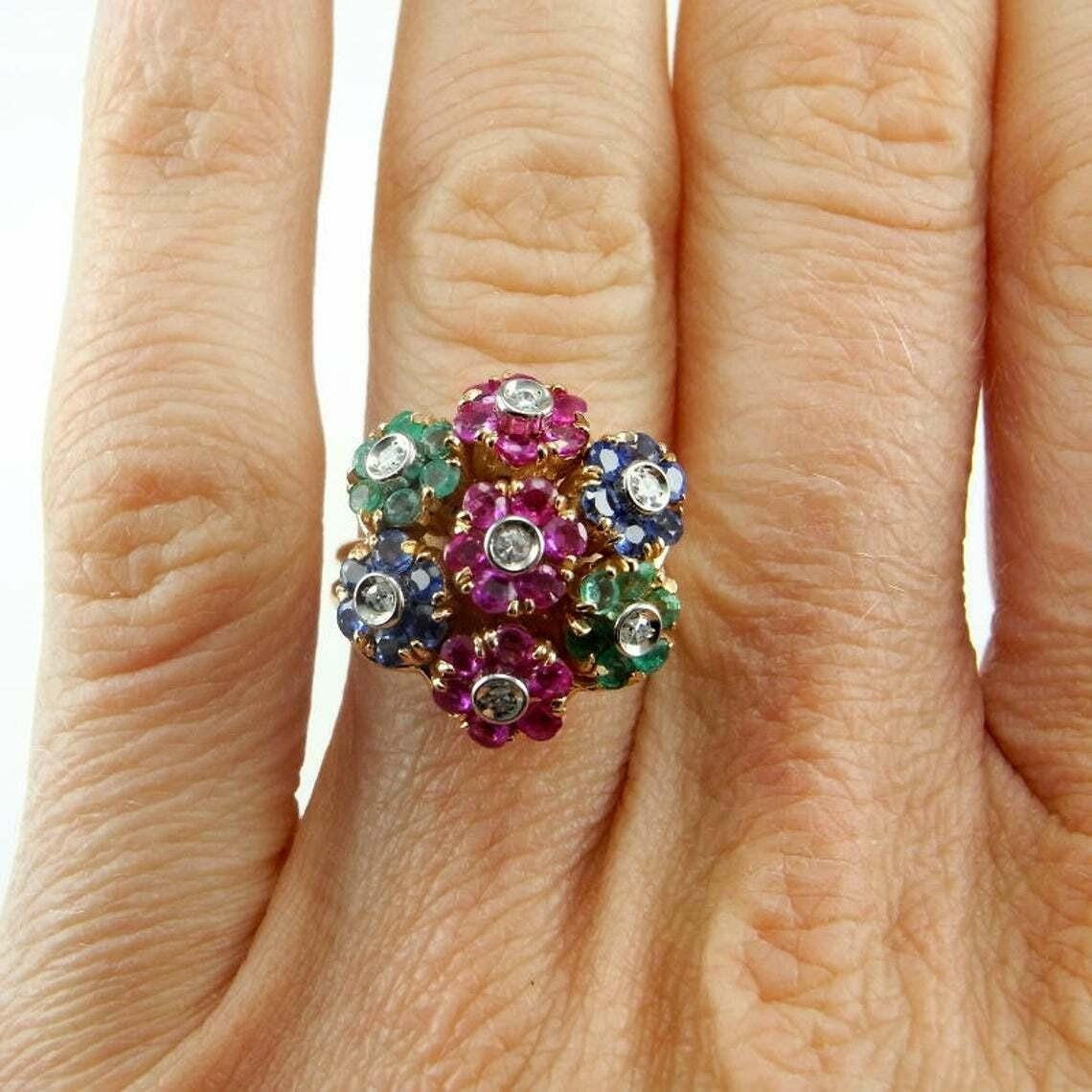 Luxury vintage accessory, floral engagement ring, 1910s, cubic zirconia