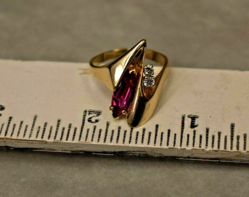 Elegant Fold Ring in 925 Sterling Silver with Pink Gemstone - Gold Plated Designer Jewelry