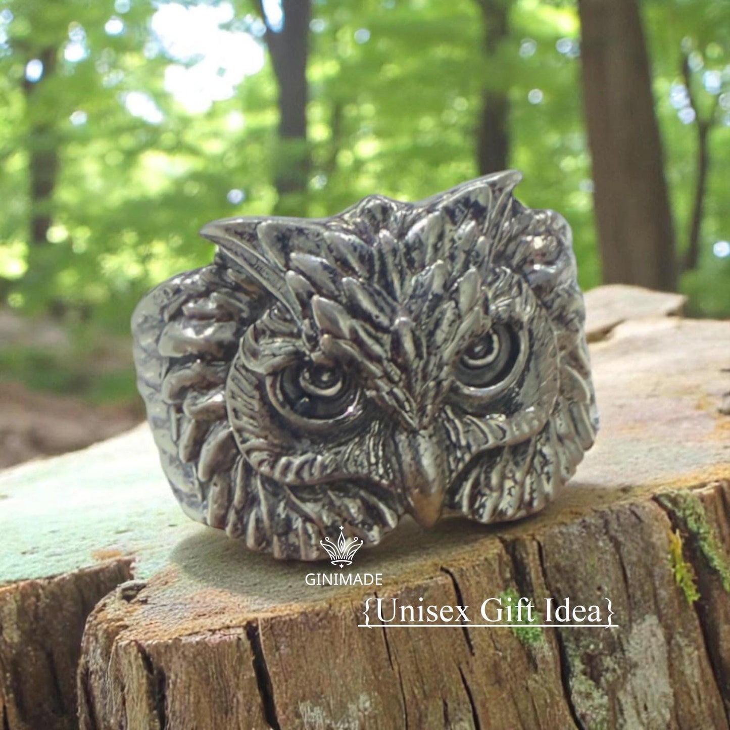 Owl Ring in 925 Sterling Silver | Unisex Handmade Bird Ring | Gothic Boho Animal Jewelry | Forest Nature Ring | Gift for Him or Her
