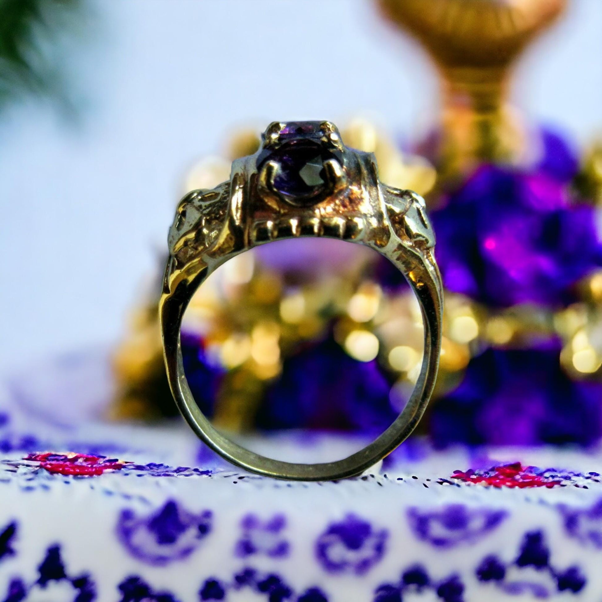 1930s Vintage Ring Blue CZ 925 Silver Luxury Jewelry